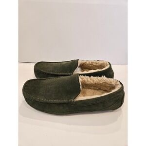 UGG Ascot Suede Slippers Mens Size 13 Dark Green Sheepskin Loafers 1101110